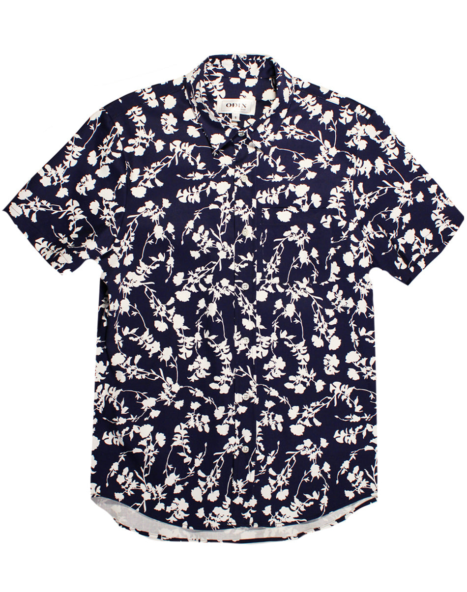 Navy Floral Short Sleeve Shirt | Odin New York