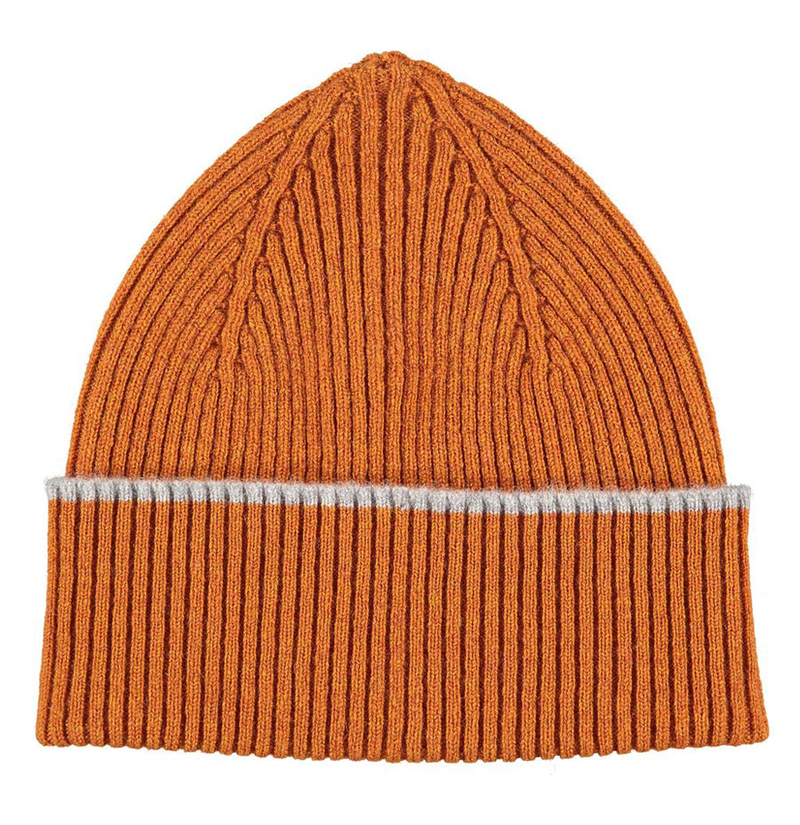 Rust Lambswool Ribbed Beanie